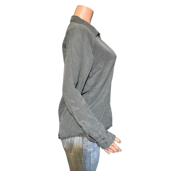 Women’s raglan long sleeve tencel button-down gray shirt top M - Picture 4 of 6